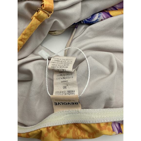 Agua Bendita x Revolve 'Siena' Yellow Polyester Midi Dress Size M - Picture 4 of 4